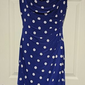 Lauren Ralph Lauren Royal/Bright Navy Blue Polka Dot Dress.
